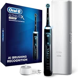 Oral B GENIUS X LIMITED, Rechargeable Electric Toothbrush with Artificial Intelligence, 1 Brush Head, 1 Travel Case, Midnight Black