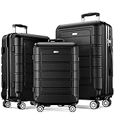 SHOWKOO Set di Valigie Rigide 3 Pezzi Espandibile ABS+PC Leggero Ultra Durevole Valigia Trolley d...