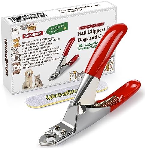 WeinaBingo Dog Cat Pets Nail Clippers, Professional Pets Claw Trimmer with Free Nail File, Sharp Stainless Steel Blade, Sturdy Non Slip Handles - for Safe, Professional at Home Grooming