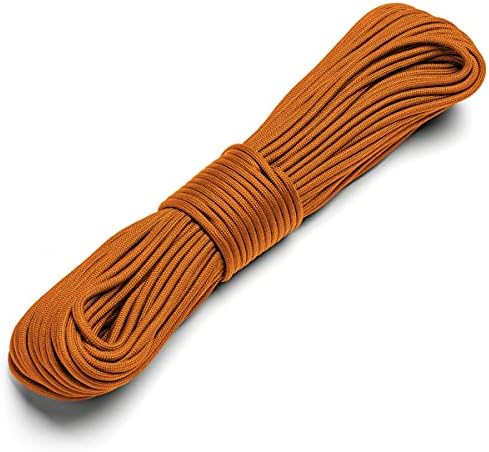 Texas Bushcraft Firecraft Cord - Utility Paracord Survival Rope, Parachute Cord for Survival Gear – 3 Extra Strands for Emergency Preparedness Fishing, Sewing and Tinder (Burnt Orange, 100 ft)