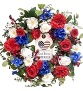Idyllic 4th of July Wreath Patriotic Wreath Independence Day Wreath for Front Door, Red White and...
