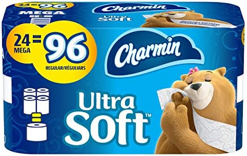 Charmin Ultra Soft Toilet Paper, 24 Mega Rolls Bathroom Tissue = 96 Regular Rolls