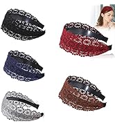 DORIS&JACKY Fashion 2.5 Inch Wide Lace Headbands Elastic Hairbands With Teeth Headwear Accessorie...