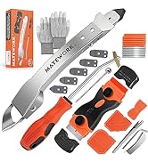 Caulking Tool Kit, Stainless Steel Caulk Remover Caulking Tool Set with Cut Resistant Gloves, Scr...