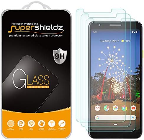 Supershieldz (3 Pack) Designed for Google (Pixel 3a) Tempered Glass Screen Protector, 0.33mm, Anti Scratch, Bubble Free