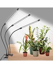 屋内植物用栽培ライト、126 LED 3ヘッドクリップ植物ライト、フレキシブルグースネック付きフルスペクトルLED植物栽培ランプ、3/6/12時間タイマー、自動オン/オフ、6段階調光可能（サンライクホワイト+レッド）