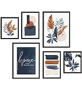 ArtbyHannah 6 Pieces Framed Botanical Wall Art Sets with Tropical Plants for Gallery Wall Decor o...