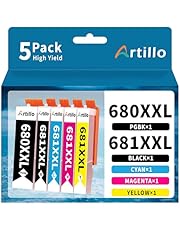 Artillo 680XXL 681XXL Ink Cartridge Compatible for Canon PGI-680 XXL CLI-681 XXL for Canon PIXMA TS6360 TS6360a TS706 TR7660 TR7560 TR8560 TR8660 TR8660a TS6160 TS6260 TS8160 TS8260 Printer (5 Pack)