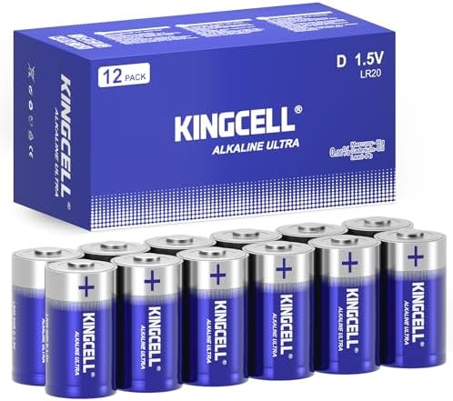 KINGCELL D Batteries 12 Pack, Hight Performance D Cell Battery with 10-Year Shelf Life，Long-Lasting Power Alkaline 1.5V Battery for Flashlights,Radios,Clocks,Stereos,etc.