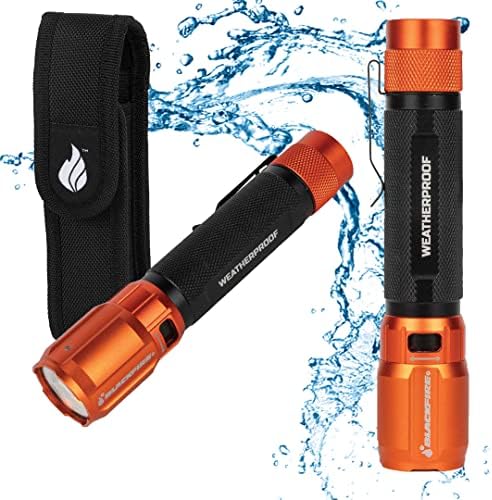 Blackfire - Klein Tools Outdoors - Rechargeable 2-Color LED Weatherproof Flashlight BBM6413, 1000 Lumens, Holster and USB-C Cable Included, RED LED, Spotlight, and Flood Light, for Outdoor Use