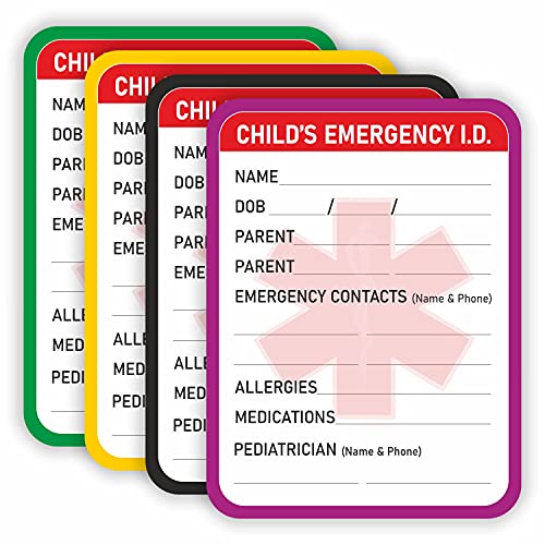 PARTH IMPEX Infant Emergency Contact Sticker - (Pack of 24) 4" x 3" Child Medical Information ICE Stickers for Kids Vehicle B