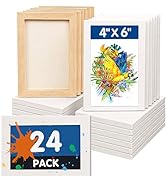 FIXSMITH Mini Stretched Canvas - 24 Pack 4 x 6 Inch, 2/5” Profile Small Canvases, 100% Cotton Art...