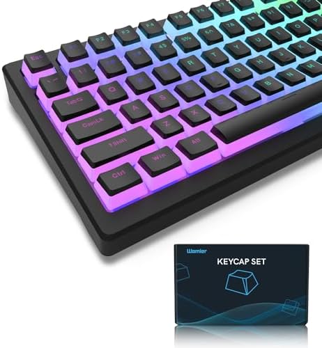 Womier Pudding Keycaps, PBT Keycaps 165 Keys Set Custom Keycap Set, Shine Through Keycaps OEM Profile, Universal Compatiability for 100%, 75%, 65%, 60% Keyboard-Black