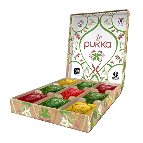 Pukka Tisane, Selection Box, Tè e Tisane Biologiche Assortite, Ingredienti Naturali, Con Ginseng, Curcuma, Foglie di Tè Verde