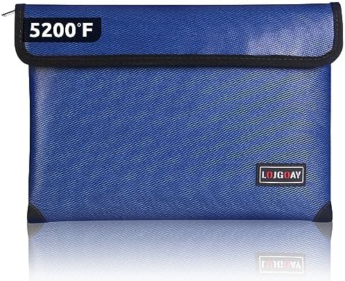 Fireproof Document Bag - with 5200°F Heat Insulated, Waterproof Fireproof Bag with Zipper, 8 Layers of Functional Materials , Fireproof Money Bag for Cash/Documents/Valuables, Fire bag 11"x7.7"