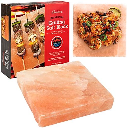 Himalayan Pink Salt Block for Grilling (8"x8") - Barbecue Grill Slab Maintains Even Temperature Hot or Cold - Naturally Adds Salty Flavor to Cooking - Barbecue Grilling & Summer Cookout Essential