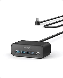 Anker 525 Charging Station, 7-in-1 USB C Power Strip for iphone13/14, 5ft Extension Cord with 3AC,2USB A,2USB C,Max 65W Power Delivery Desktop Accessory for MacBook Pro, Home, Office (Phantom Black)