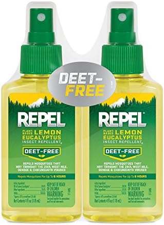 Repel Plant-Based Lemon Eucalyptus Insect Repellent, Mosquito Repellent, Pump Spray, 4 Ounce, (Pack of 2)