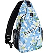 MOSISO Sling Backpack, Multipurpose Travel Hiking Daypack Rope Crossbody Shoulder Bag, Hedychium