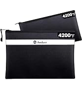 Andyer Fireproof Document Bag with Money Bag - 2 Pack 13.4" x 10" and 11" x 6" Waterproof Firepro...