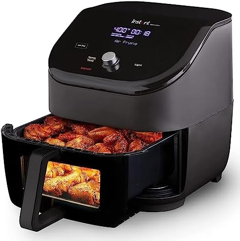 Instant Vortex Plus 6-Quart Air Fryer Oven, From the Makers of Instant Pot with ClearCook Cooking Window, Digital Touchscreen, App with over 100 Recipes, Single Basket, Black