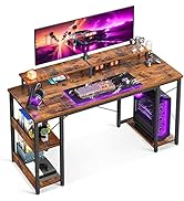 ODK 55 inch Computer Desk with Monitor Shelf and Storage Shelves, Writing Desk, Study Table with ...