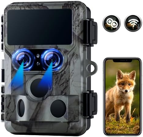 VOOPEAK Wildlife Camera WiFi, Starlight Night Vision Dual Lens Native 4K 60MP 30FPS Bluetooth Trail Game Cameras with IMX458 Sensors Hunting Cam