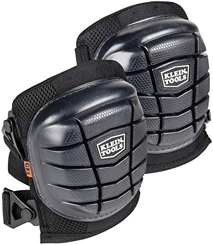 Klein Tools 60184 Knee Pads, Lightweight Gel Knee Pads with Slip Resistant Rubber Caps and Adjustable Straps, Great for Construction, Black