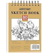 FIXSMITH 5.5"X8.5" Sketch Book | 80 Sheets (68 lb/100gsm) Sketchbook | Top Spiral Bound Artist Sk...