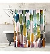 Americanflat 71x74 Abstract Shower Curtain - 100% Polyester Shower Curtain with 12 Hooks - Bathro...