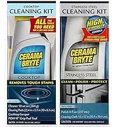 Cerama Bryte Cooktop Cleaning Kit and Stainless Steel Cleaning Polish Kit Bundle, 2 Count