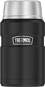 Thermos Stainless King Récipient alimentaire isotherme en acier inoxydable, Acier inoxydable, Noir mat, 0,71 Liter