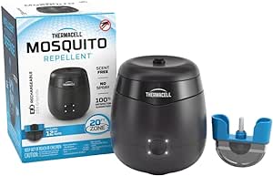 Thermacell Patio Shield Mosquito Repellent E-Series Rechargeable Repeller; 20’ Mosquito Protection Zone; Includes 12-Hour Repellent Refill; No Spray, Flame or Scent; Bug Spray Alternative