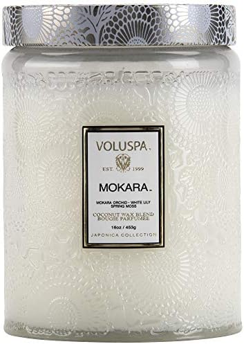 Voluspa Mokara orchid candle, 18 oz, Coconut Wax Blend, Scented Candles for Home, 100 Hour Burn Time, Candle Jars