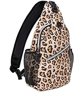 MOSISO Sling Backpack,Travel Hiking Daypack Leopard Print Rope Crossbody Bag