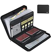 JUNDUN Accordion File Organizer - Fireproof Folder with Zipper & Labels - 12 Pocket Expanding Fil...