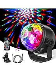 Gritin Disco Ball, LED Party Lamp, Children&#39;s Music-Controlled Disco Light Effects with 15 Colours RGBP, 360° Rotating Party Lamp, 4 m USB Cable and Remote Control for Party, Christmas, Children