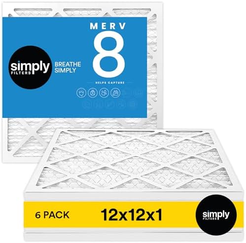 Simply by MervFilters, 12x12x1 MERV 8, MPR 600 Air Filter (6 Pack) - Actual Size: 11.75"x11.75"x0.75" HVAC, AC Furnace, Replacement, Return Air Pleated Filter