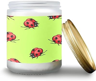 susiyo Soy Wax Candles Lavender Scented Candle in Glass Jar Gift for Women - Cartoon Ladybirds On Green