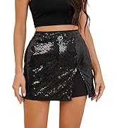 SweatyRocks Women's High Waisted Asymmetrical Wrap Hem Glitter Skorts Skirt with Shorts