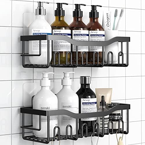 Shower Caddy 2 Pack,Adhesive Shower Organizer for Bathroom Storage&Home Decor&Kitchen organizers and storage,No Drilling,Large Capacity,Rustproof Stainless Steel Bathroom Organizer,Bathroom Decor Sets