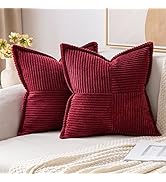 MIULEE Christmas Corduroy Pillow Covers with Splicing Set of 2 Super Soft Couch Pillow Covers Bro...