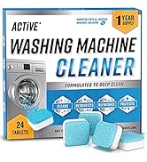 Washing Machine Cleaner Descaler 24 Pack - Deep Cleaning Tablets For HE Front Loader & Top Load W...