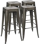 Furmax 30 Inches Metal Bar Stools High Backless Stools Indoor Outdoor Stackable Kitchen Stools Se...