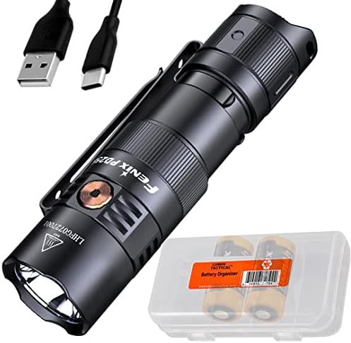 Fenix PD25R 800 Lumen USB-C Rechargeable EDC Flashlight with 2X ARB-L16 and LumenTac Organizer