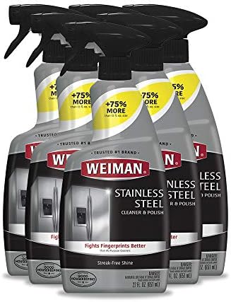 Weiman Stainless Steel Cleaner and Polish - 22 Ounce [6 Pack] - Protects Appliances from Fingerprints and Leaves a Streak-Free Shine for Refrigerator Dishwasher Oven Grill etc