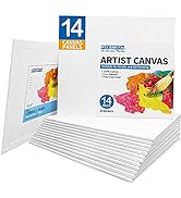 FIXSMITH Canvas Panels 14 Pack - 8 x 10 Inch Painting Canvas Panel Boards - 100% Cotton Primed Ca...