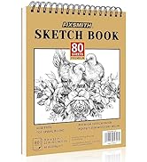 FIXSMITH 9"X12" Sketch Book | 80 Sheets (68 lb/100gsm) Sketchbook | Top Spiral Bound Artist Sketc...