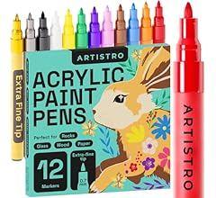 ARTISTRO Paint Pens for Rock Painting, Stone, Ceramic, Glass, Wood, Canvas. Set of 12 Acrylic Paint Markers Extra-fine Tip