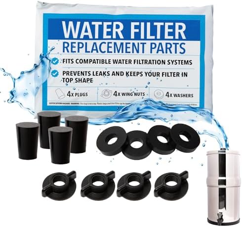 Impresa Replacement Kit for Berkey Water Filter System Elements - 4 Wing nuts, 4 Washers & 4 Plugs - Impresa Pack for Berkey Water Filters - Impresa Replacement Parts for Berkey Filter System Elements